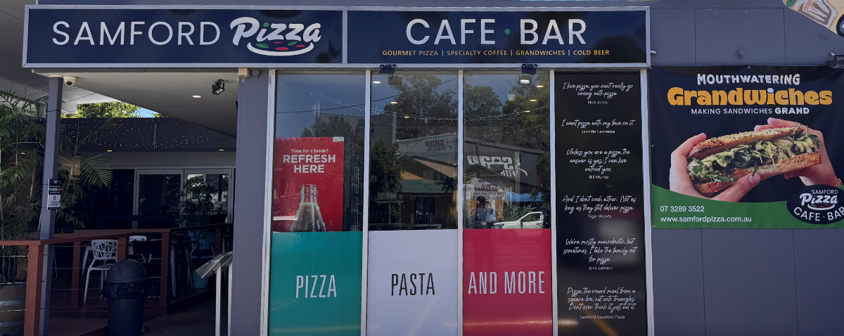 samford pizza shop front window